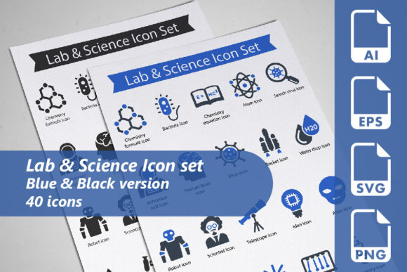 Lab Science Icon Set: Graphics and Icons for Editorial Use