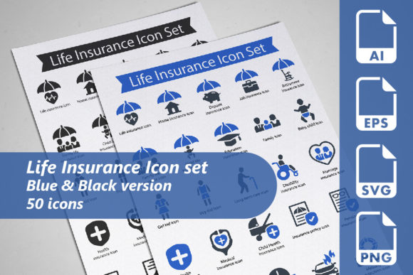 Life Insurance Icon Set Graphics