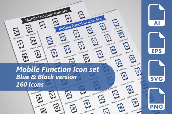 Mobile Function Icon Set for Graphics and Icons